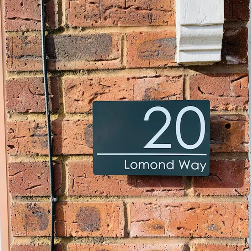 Black Gray Gold Laser Cut Acrylic House Floating Sign Door Address Multilingual Number Plaques Plates Spray Paint Home Decor