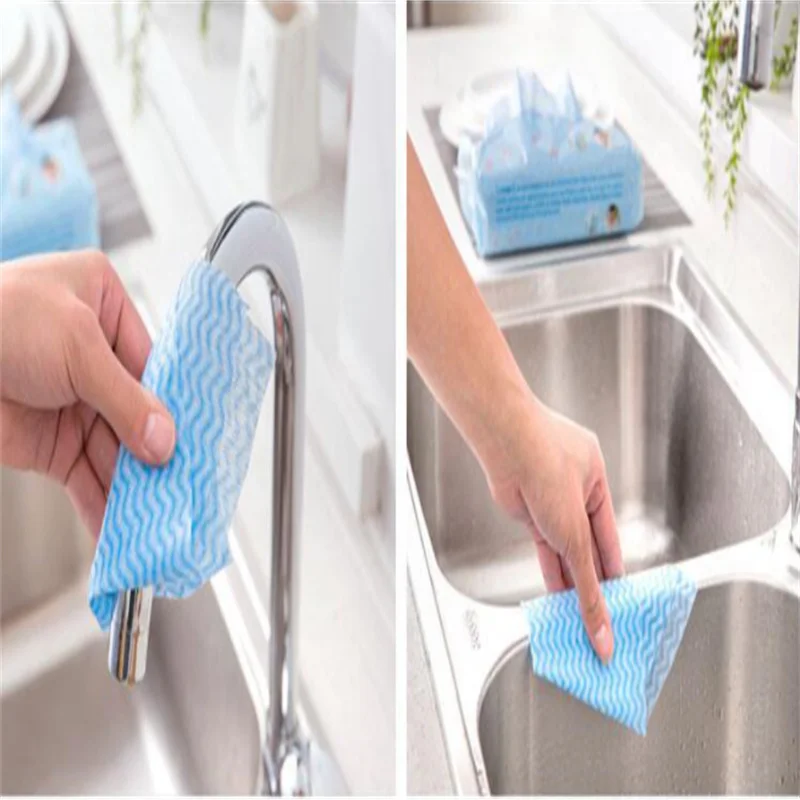 80Pcs/lot Washing Dish Towel Environmental Disposable Magic Kitchen Cleaning Cloth Tool Non-stick Towel Bag Oil Wiping Rags