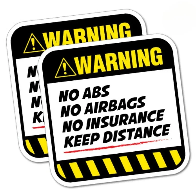 2PC 9x9cm Warning Keep Distance Waterproof Vinyl Sticker, Funny Decor Decal for Car Window Bumper Exterior Ornament