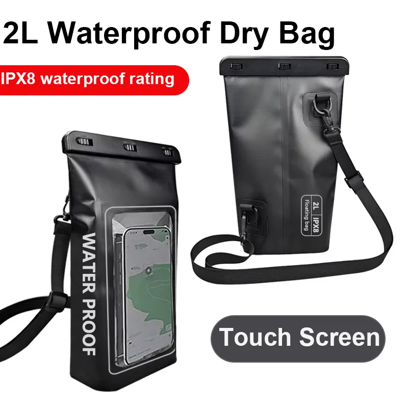 2L Dry Bag Touch Screen Waterproof Bag for Trekking Drifting Rafting Surfing Kayaking Outdoor Sports Bags IPX8 Boating Backpack