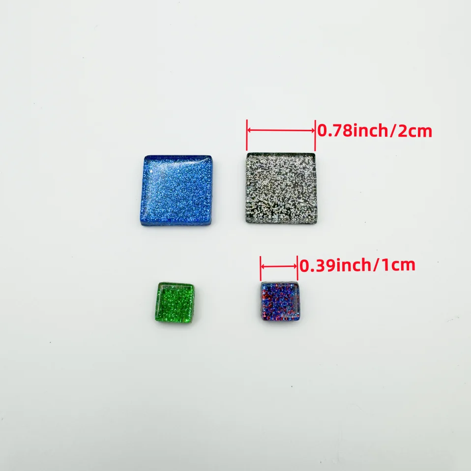 2cm 20PCS Square Colorful Glitter Powder for Children,Crystal Glass,Mosaic Stones,DIY Handmade,Creative Decoration Accessories