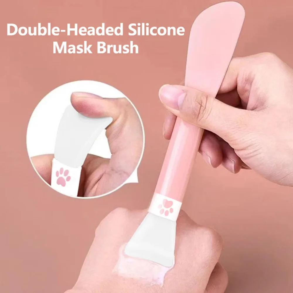 Silicone Facial Mask Brush Soft Head with Scraper Integrated Dual-use Mud Film Brush DIY Film Adjusting Beauty Tool Beauty