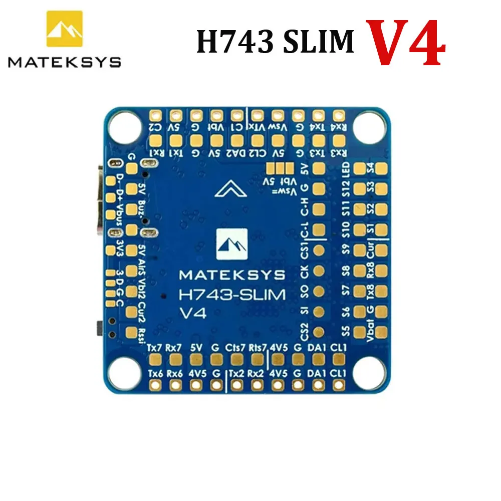 

Полетный контроллер Matek H743 SLIM V4 STM32H743, с двумя ICM42688P, 2-8S BEC5V, для FPV RC дронов и мультикоптеров