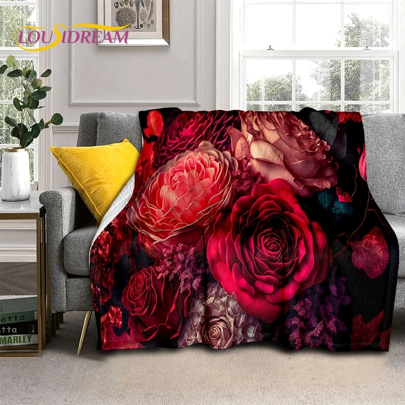 3D Rose Flowers Nordic Romantic Soft coperte, Keep Warm Throw coperta comoda per letti da Picnic divano Home Bedroom Gift