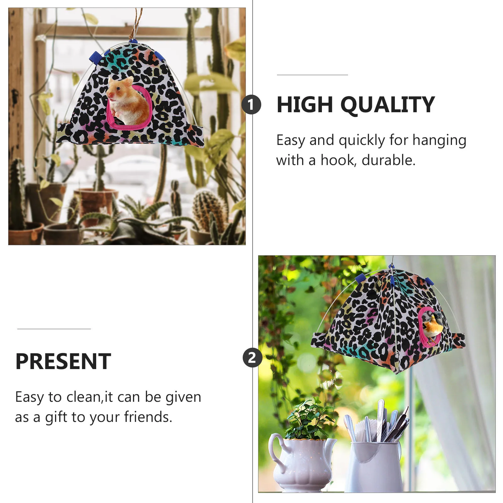 

Pet Tent Small Animal Hanging Nest Bed for Hamster Kitten Squirrel Guinea Pig Cute Warm Sleeping Spot Detachable Easy Clean