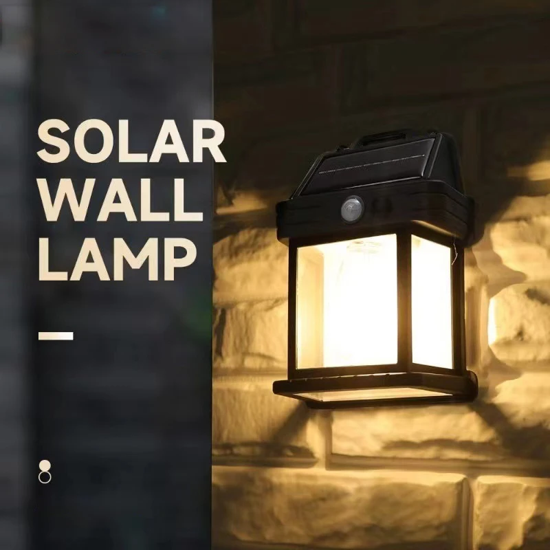 Уличная настенная лампа на солнечной батарее, водонепроницаемая лампа с вольфрамовым наполнителем, Индукционная лампа, бытовая компактная настенная лампа для сада