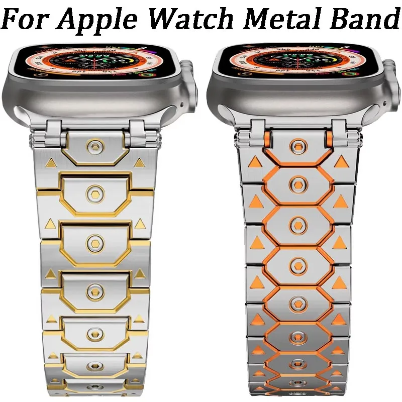 apple-watch-ultra3-2-49mm、10、42mm、46mm、9、8、7、45mm、41mm対応-タイタンメタルストラップ-ステンレススチールバンド-iwatch-6、5、4、se、44mm、40mm用ベルト