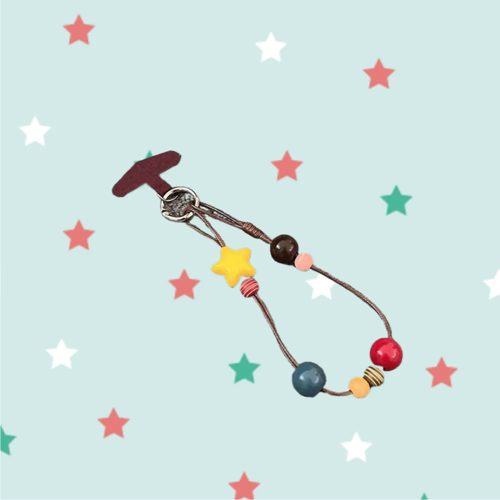 High-End Girl Korean-Style Fresh Mobile Phone Pendant, Retro Star Best-Selling Lanyard Keychain Backpack Pendant Anti-Loss