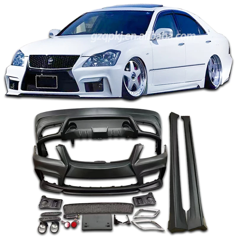 For 12 Toyota Crown Body Kits Toyota Front and Rear Bumpers Side Skirts Crown Grille Upgrade AMIGAIN Body Kit Bumper