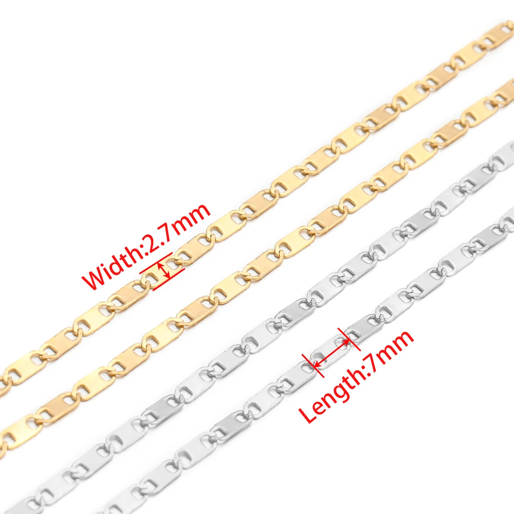 2 Meters Stainless Steel Flat Link Chains Gold Wholesale Bulk Chain for DIY Necklace Findings Bracelet Anklet Jewelry Making - Image 2