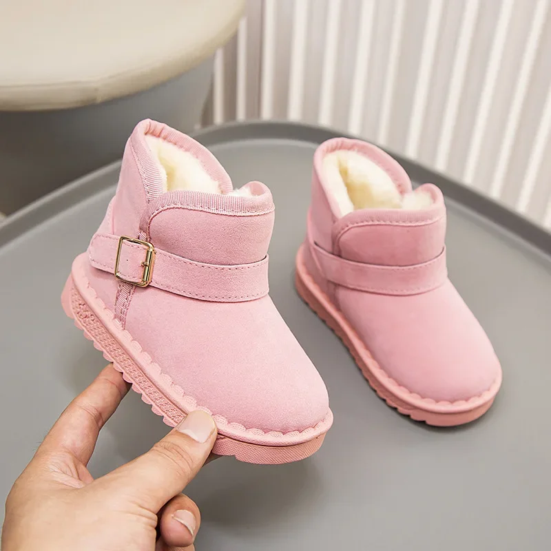 Sepatu Sneaker hangat untuk anak laki-laki perempuan, sepatu bot salju tahan air, sepatu lari katun imut, sepatu mewah Anti selip, sepatu hangat untuk musim dingin