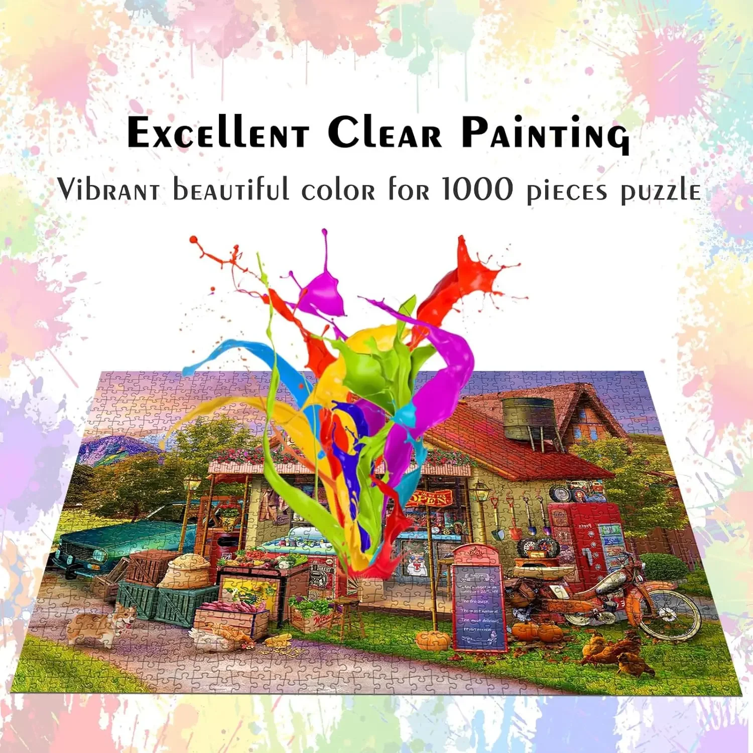 Jigsaw Puzzles for Adults 1000 Pieces, Country Store Interlock Perfectly Letter on Back No Dust, Home Decor Birthday Party Gif