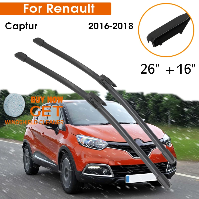 

Car Wiper Blade For Renault Captur 2016-2018 Windshield Rubber Silicon Refill Front Window Wiper 26"+16" LHD RHD Auto Accessorie