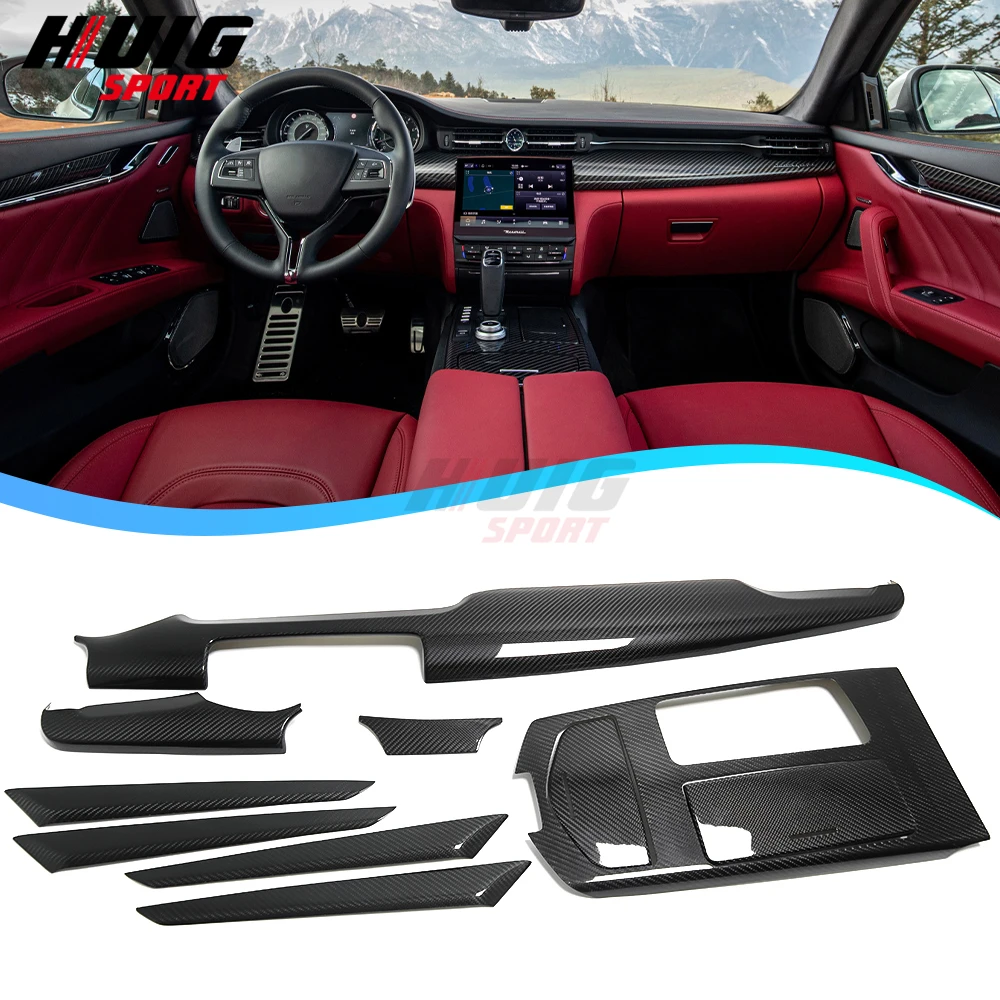 Carbon Fiber Car Interior Center Gear Shift Panel Console Side Door Decoration Cover Trim For Maserati Quattroporte 2016-2021