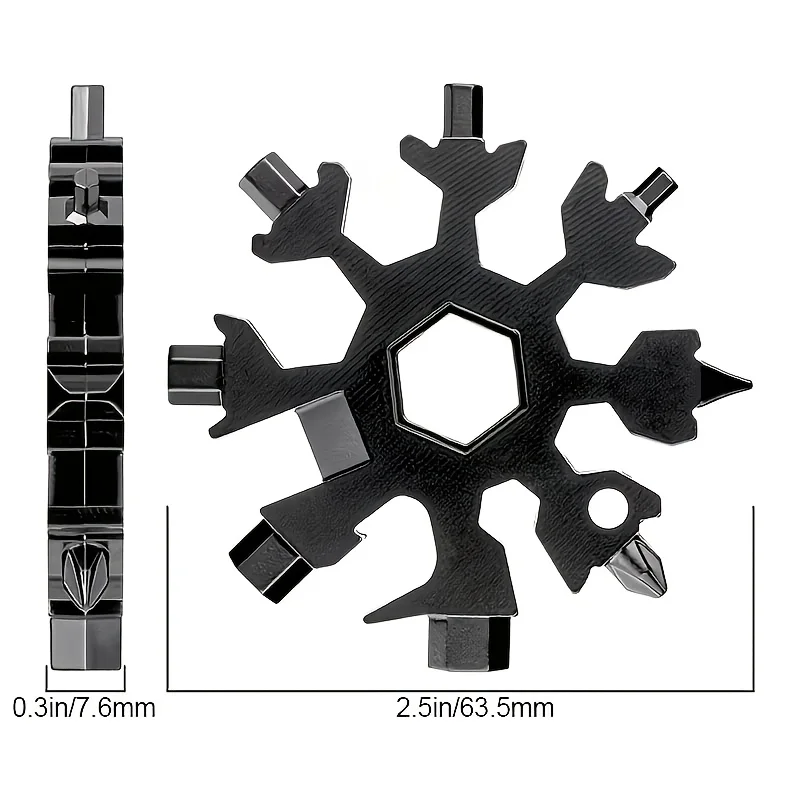2Pcs Snowflake Multi Tool Set, 18 in 1 Stainless Steel Snowflake Multitool with Bottle Opener Flat & Phillips Screwdriver Wrench