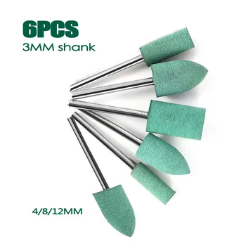 6 ชิ้นยางขัด 3 มิลลิเมตร Shank หัวเจียรสําหรับแม่พิมพ์ขัดโลหะ Dremel Rotary เครื่องมือ