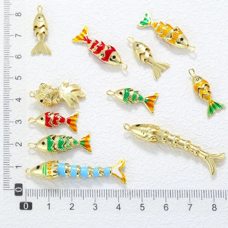 Cute Fish Charms For Jewelry Making Supplies Bohemian Animal Dijes Accessories DIY Earring Bracelet Necklace Keychain