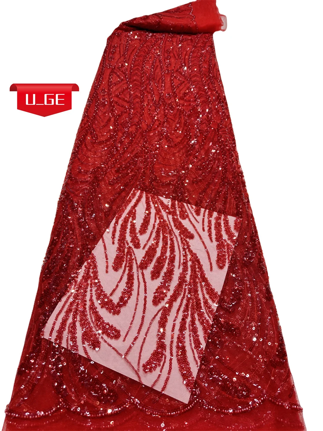Latest Austria Best Quality Elegant Delicate Soft Mesh Sequin Lace with Stones Fabric For Party Evening Dress U_GE5812