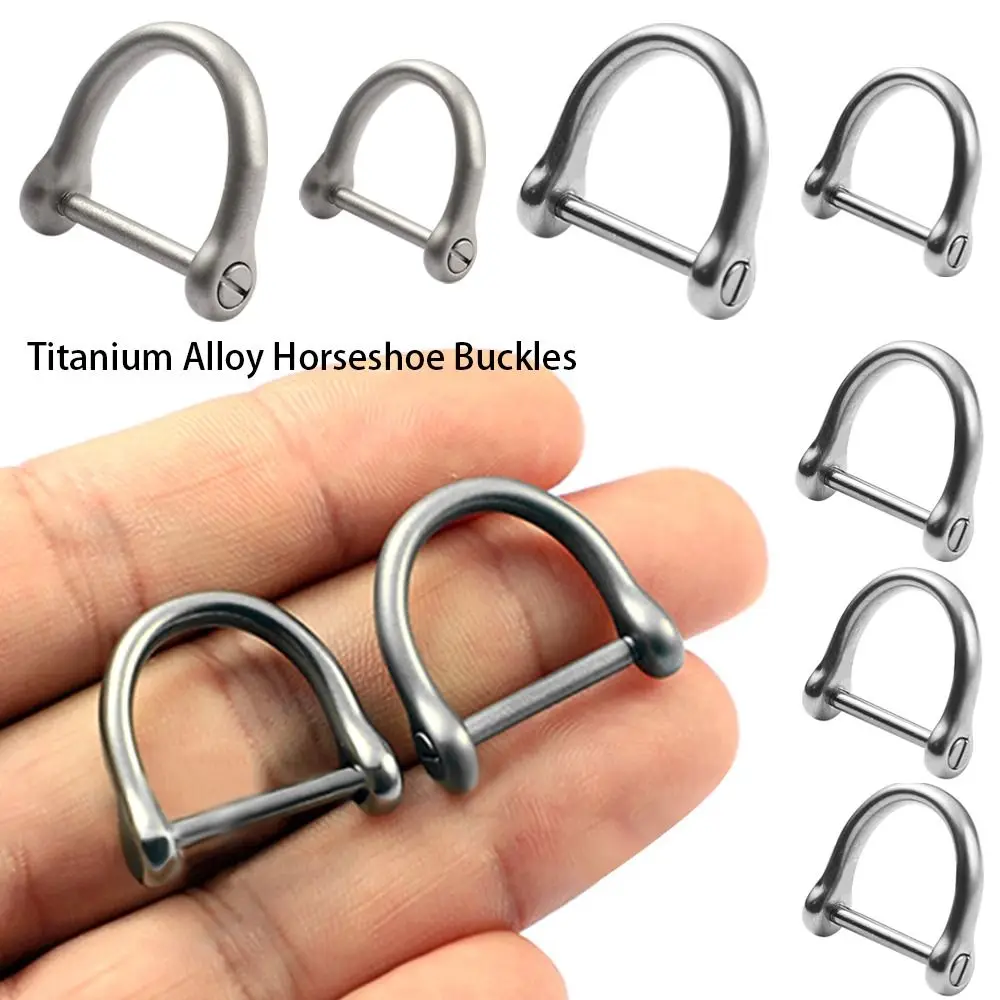 Titanium Alloy Horseshoe Buckles Carabiner D Bow Staples Shackle Key Ring Keychain Hook Buckles Outdoor Bracelet Buckle Tools