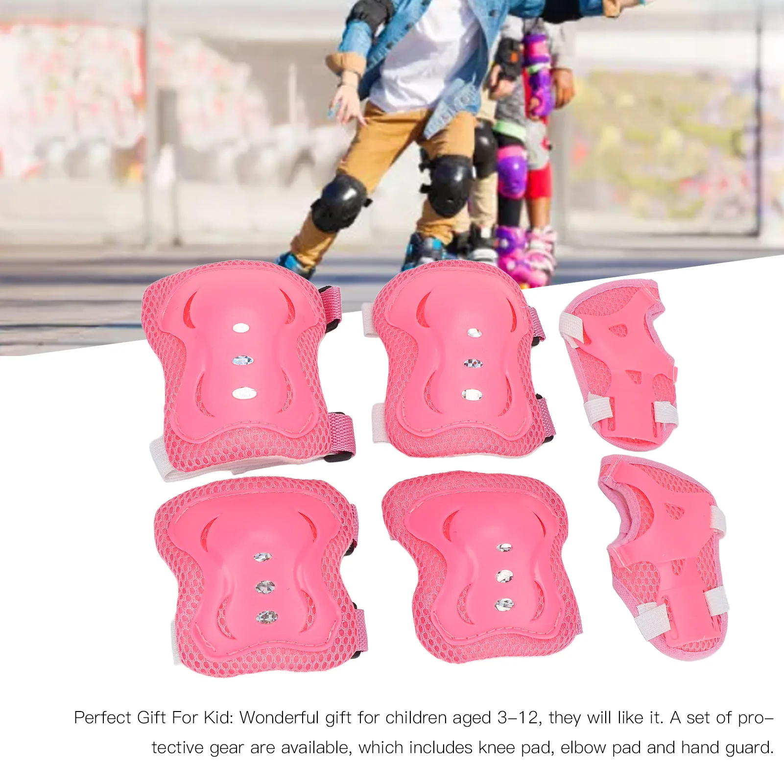 

Kids Protective Gear Set Stylish Breathable Knee Pad Elbow Pad Hand Guard for Cycling Roller Skating Toddler Protective Gear Set