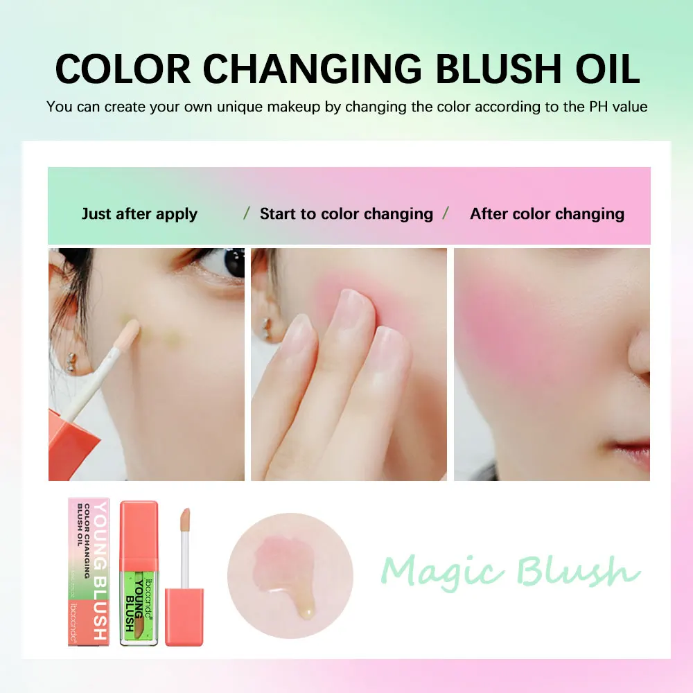 Color-changing Blush Oil Brighten Skin Tone Lasting Easy To Color Liquid Blush High-gloss Facial Makeup Cosmetics Liquid Blusher