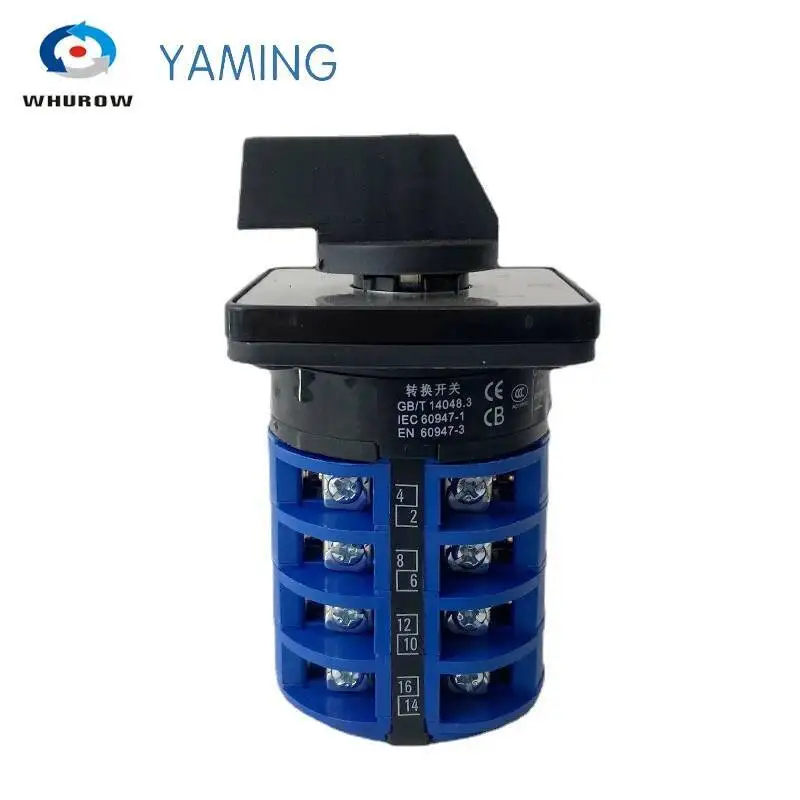 OFF-ON 2 위치 전환 캠 스위치 로터리 셀렉터 LW28-32, 실버 접점 1-8 극, LW26 32A, YMW26