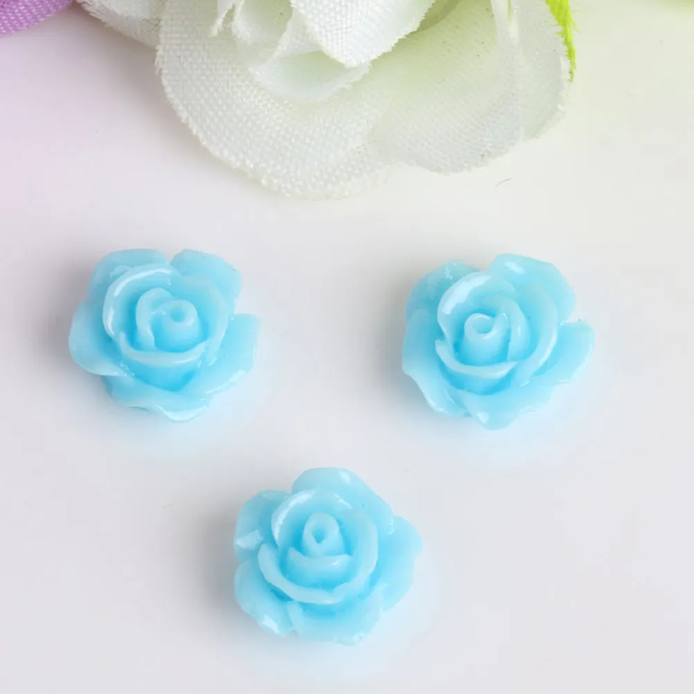 50Pcs Resin Rose Flowers Beads Assorted Colors Strong Scratch Resistant Craft Supplies for Jewelry Making Bracelets Ear Studs