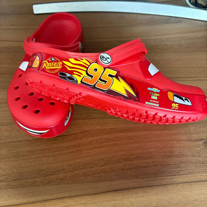 Disney Pixar Lightninged Mcqueens Solid Waterproof Slippers Outdoor Sandals Casual Breathable Ankle-wrap EVA Shoes Gift image 4