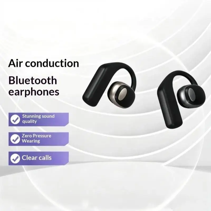 【C】Open Ear Wireless Bluetooth Earbuds With LED Power Display Adjustable Earhook For Sports Running Commute