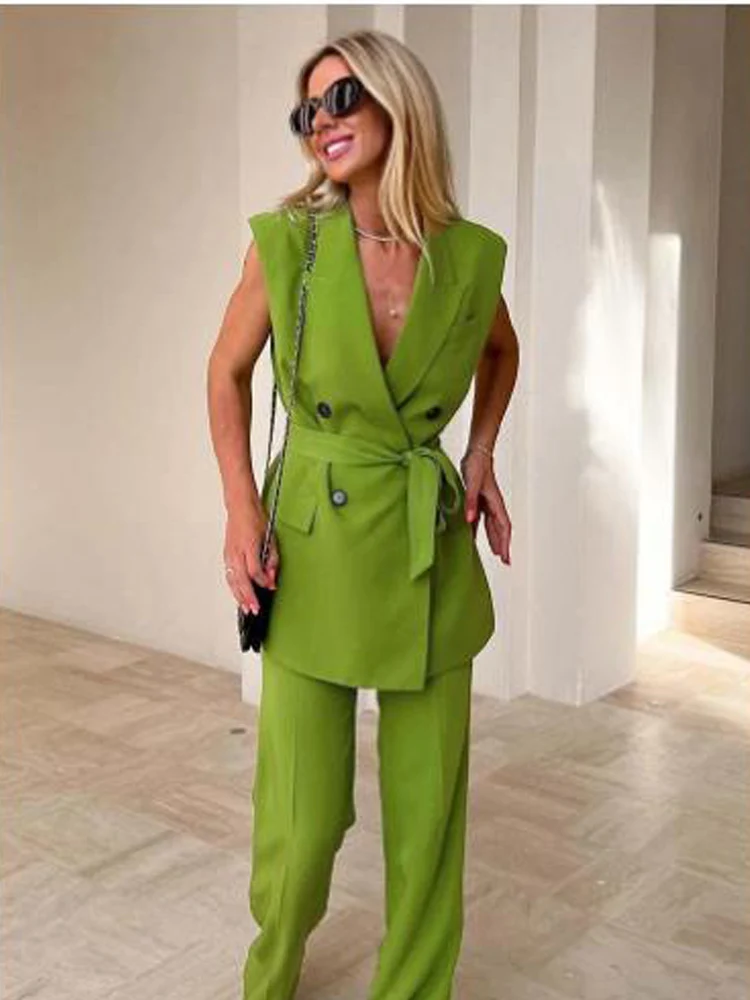 

Women's Vest Pants Two-piece Suit V-neck Fashionable and Elegant Women's Suit Women's Casual Vest Suit Casual Slim Fit Women