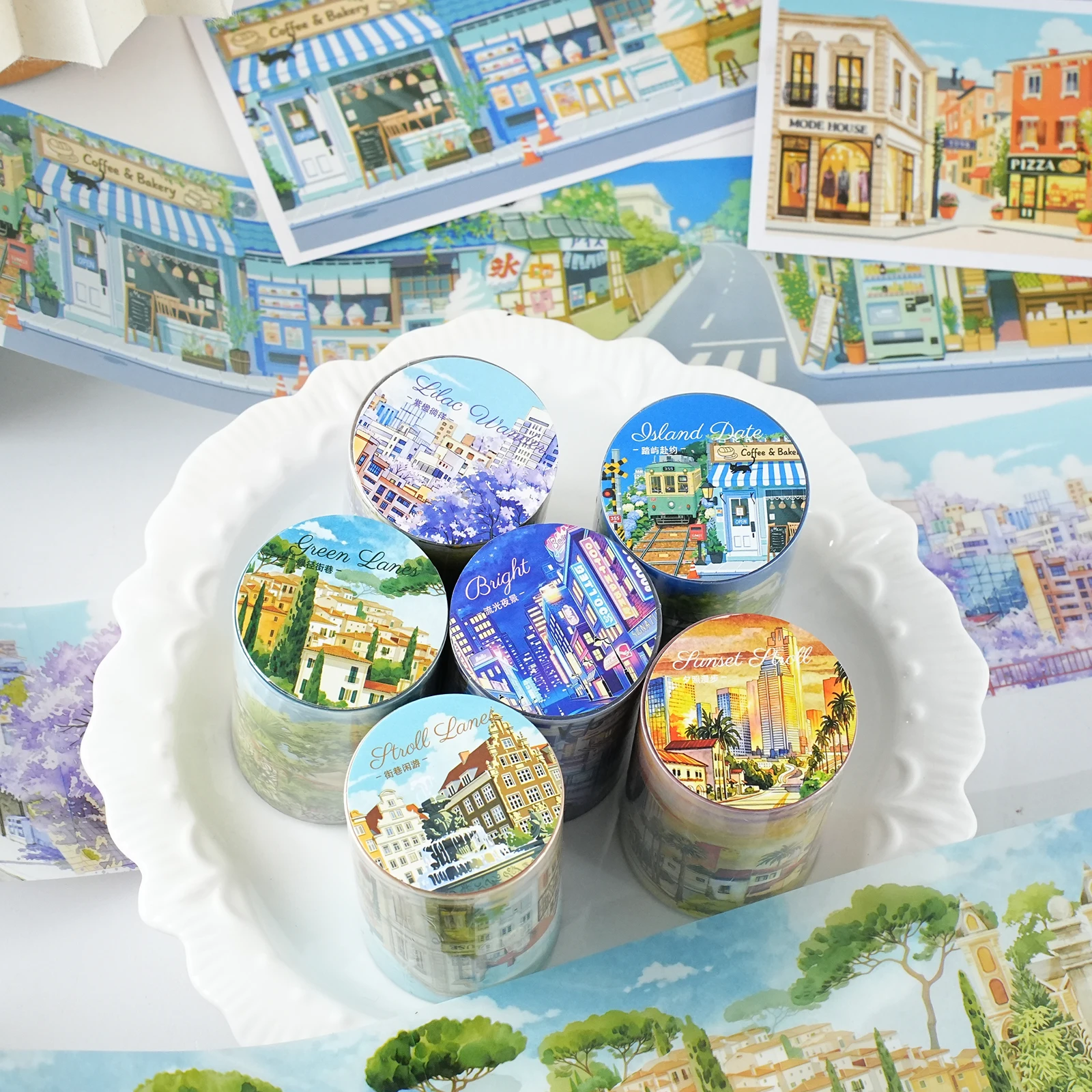 Etori Life Cartoon Ins Travel Scenery City Architecture Stickers Pet Sticker Pack Suitable for Laptops, Water Bottles, Handbags, Photo Albums, Guitars, Helmets and Bicycles, Postcards and Envelopes, Office Decoration Supplies, Room Decoration, Party Stickers, Student Gift Paper Bags, Gifts for Friends, Korean Stationery, Children's Stickers