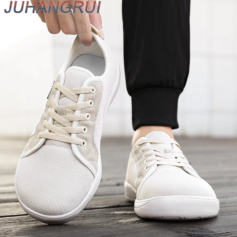 Scarpe da uomo a punta larga a piedi nudi Scarpe da passeggio in mesh traspirante Sneakers casual leggere Appartamenti comodi Suola morbida a caduta zero