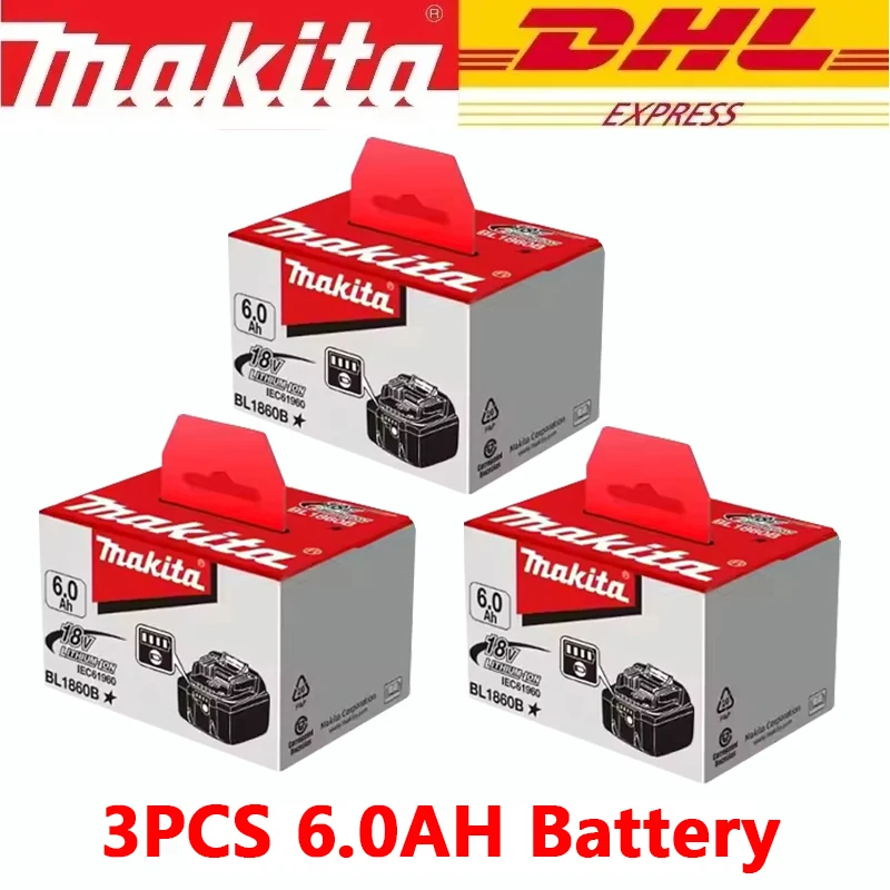 100% originele Makita-batterij, 18V 6.0Ah L1860B oplaadbare batterij, vervangt Makita DDF487 L1840B L1850B, accu voor elektrisch gereedschap