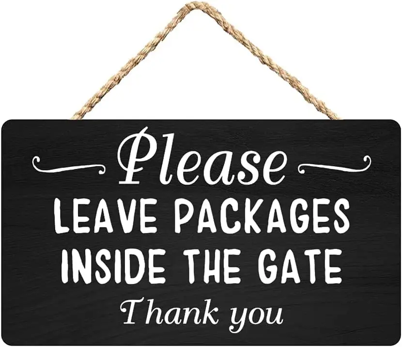 Tin Sign Leave Packages Inside Gate Funny Novelty Metal Sign Retro Wall Decor for Home Gate Garden Bars Restaurants Caf