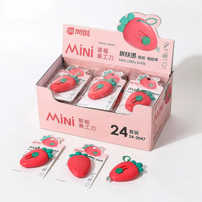 1/3Pcs Cute Portable Mini Avocado Strawberry Carrot Art Utility Knife Express Box Knife Paper Cutter Craft Wrapping Tools