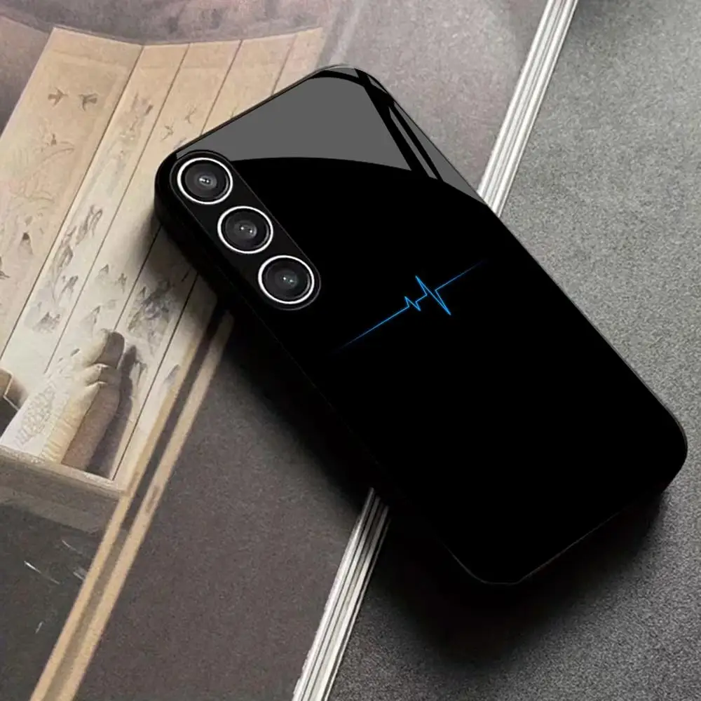 Blue radio waves Tempered Glass Fashion phone case for Samsung Galaxy S26/S25/S24/S23/S22/S21 FE Ultra Plus Dropresistant