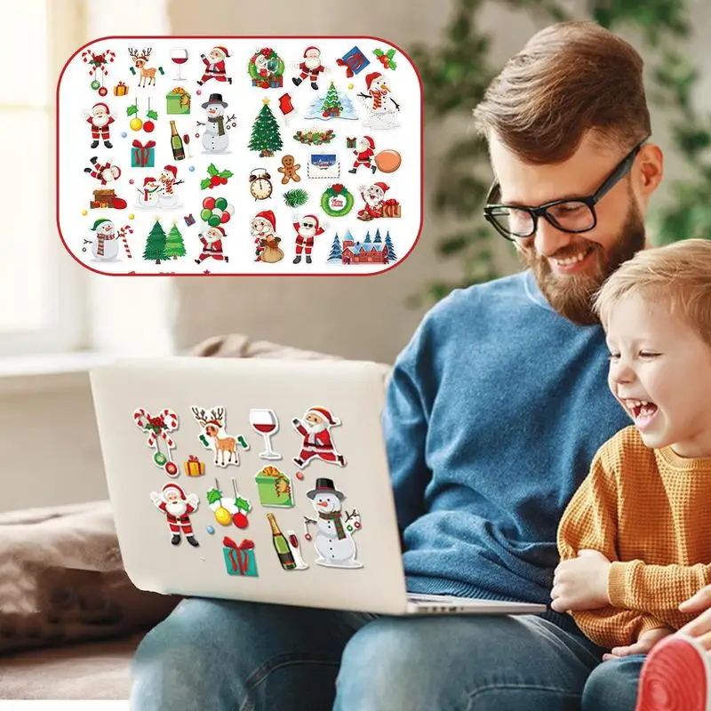 Christmas Stickers For Kids 100X Waterproof Winter Stickers Snowman Santa Claus Stickers For Water Bottle Laptop Phone Cup