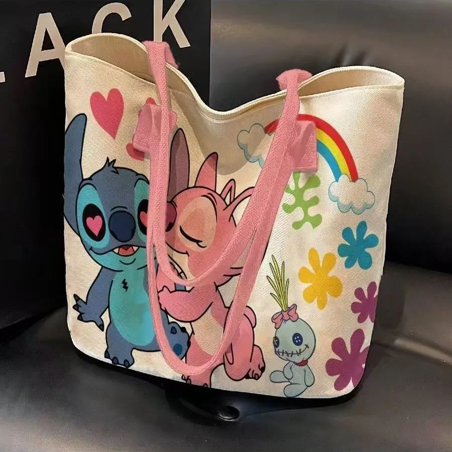 

Холщовая сумка-мессенджер с героями мультфильмов Диснея, вместительная, повседневная сумка-тоут, школьная сумка для студентов, холщовая сумка для покупок с мультяшными персонажами