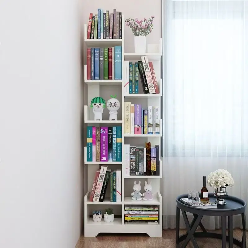 or-Japanese Type Original Wood Color Bookcase Contracted Side Wears Floor Trapezoidal Solid Wood Bookshelf Desk Combines-