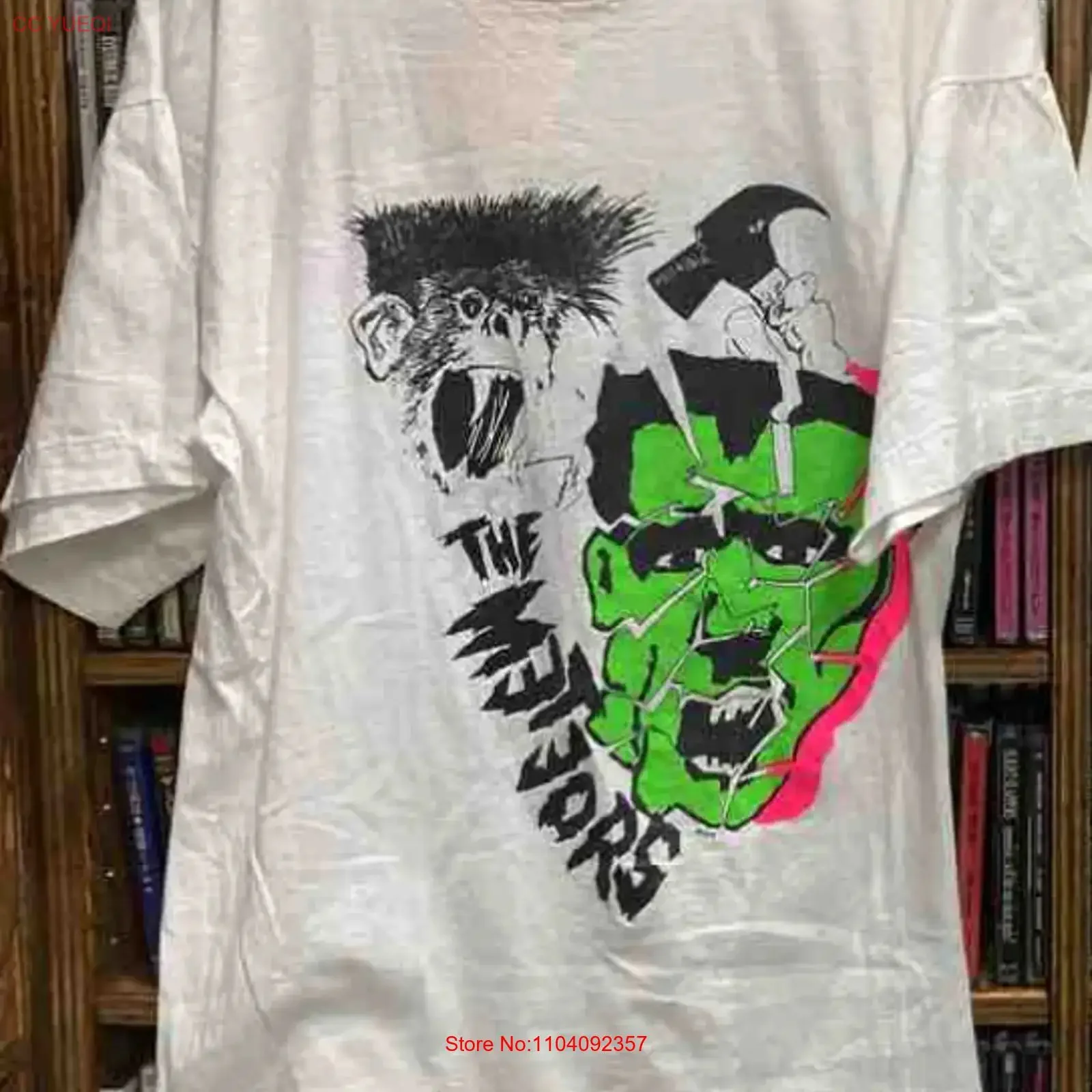 Vintage The Meteors Punk Rock tour short sleeve white shirt reprint VK09354 vintage Washed designer clothes fashion Casual