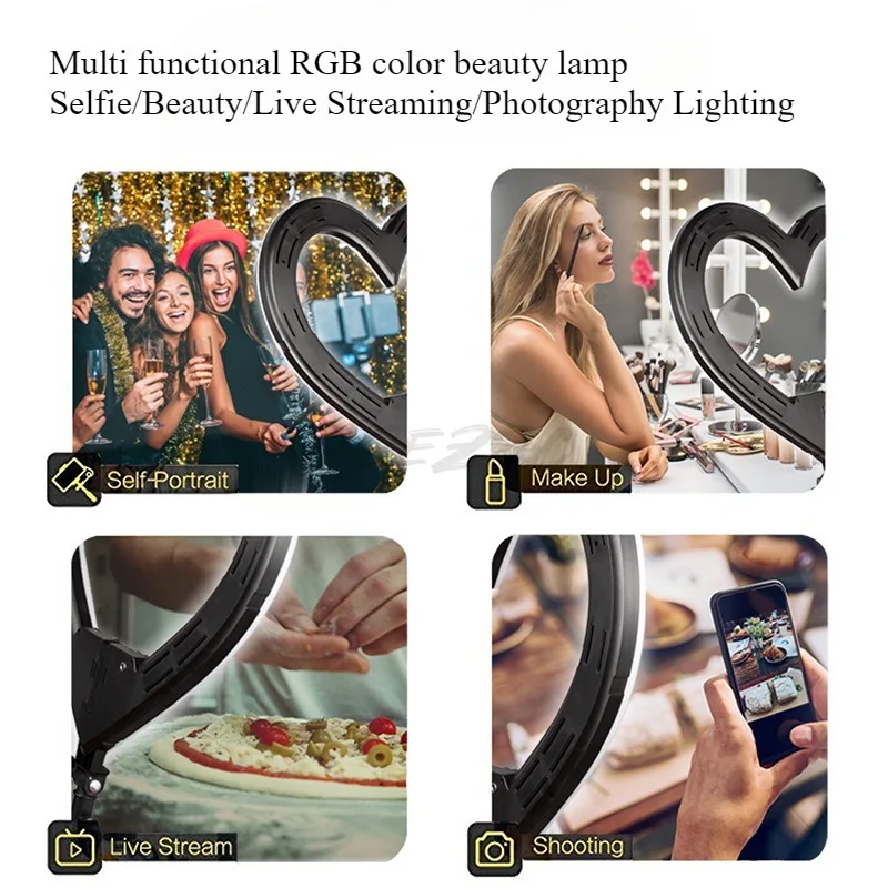 Heart Shaped RGB Multifunctional Fill Light Portable Selfie USB Phone Photography Light