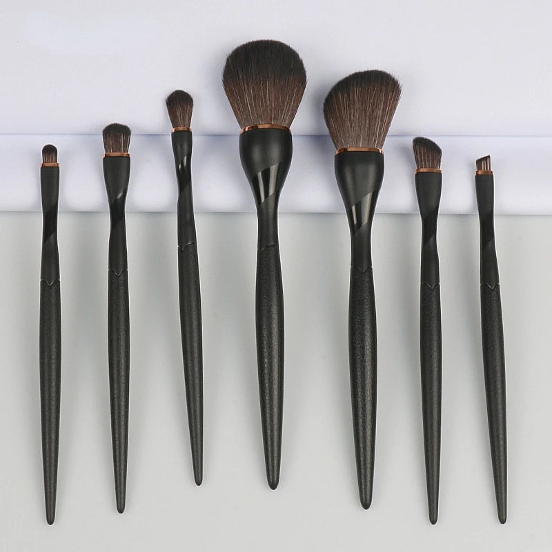 7ชิ้น/เซ็ตสีชมพูแปรงแต่งหน้าคุณภาพสูง Powder Foundation รองพื้นอายแชโดว์ Make Up Brush ชุด Man-Made เส้นใย