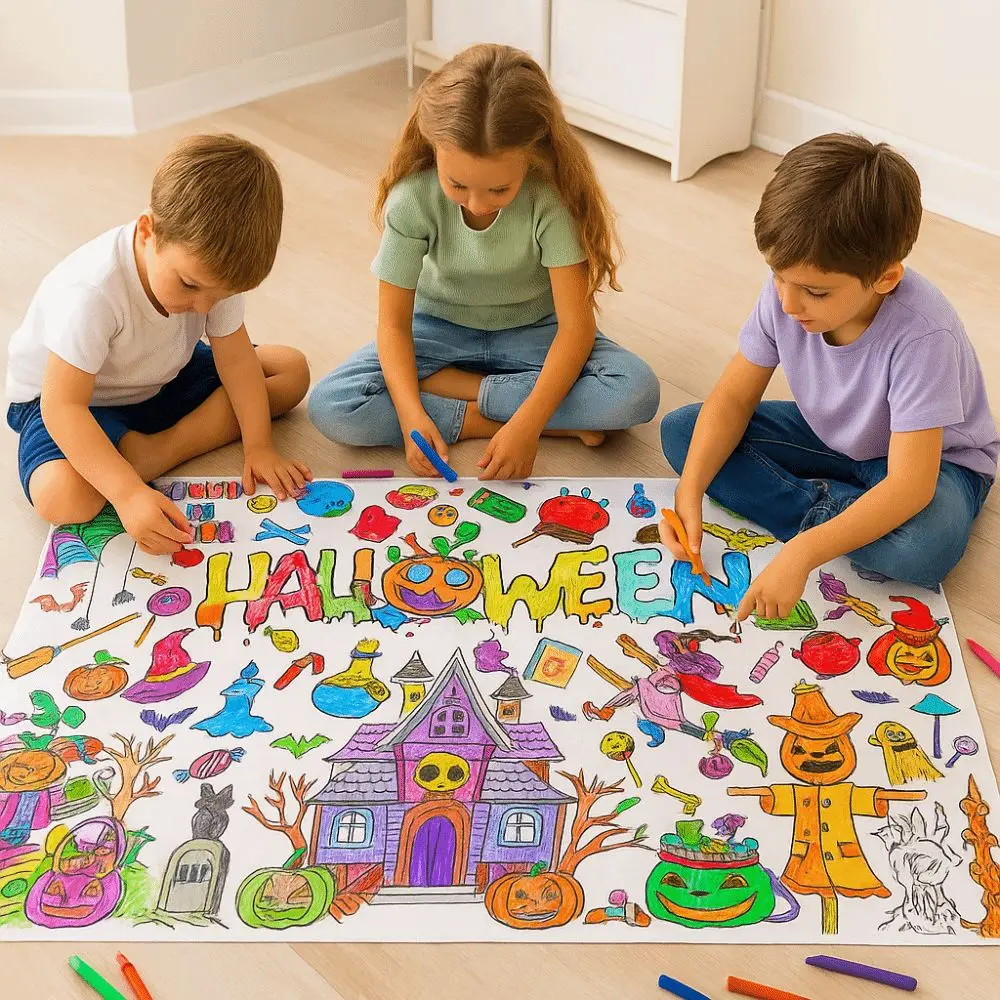 

Creative Halloween Graffiti Tablecloth Handmade DIY Painting Large Coloring Posters 130x75cm Cartoon Large Paper Banner