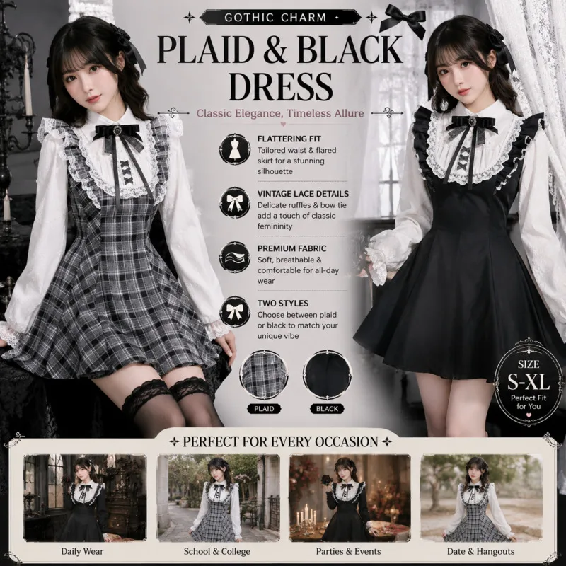 

Maid Y2K Dresses Set Black White Princess Dresses Lolita With Heart Apron Cute Puffy Cosplay Outfit 2 Piece For Women Dress New