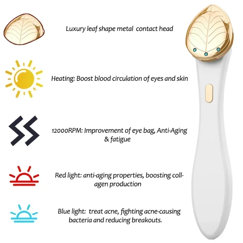 Rood Blauw Licht Oogschoonheid Apparaat Microstroom Verwarmde Aanscherping Anti Rimpel Gezicht Lifting Oog Nek Massager Huidverzorging Schoonheid