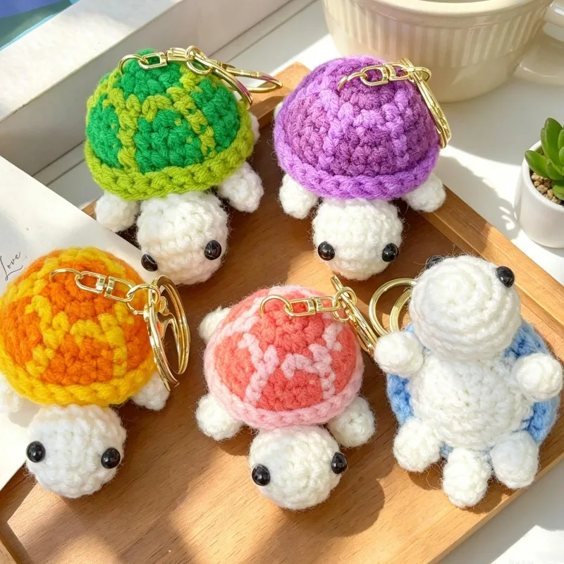 Hand Crocheted Turtle Keychain Mini Amigurumi Keyring for Bag Purse Backpack Soft Wool Pendant Cute Animal Charm Gift for Child view 2