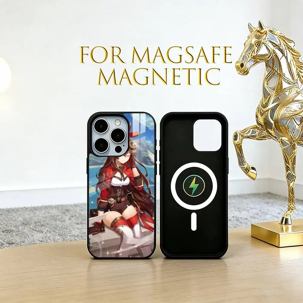 Genshin Impact Amber Phone Case For iPhone17,16,15,14,13,12,11 Plus,Pro Magnetic For Magsafe Wireless Charging