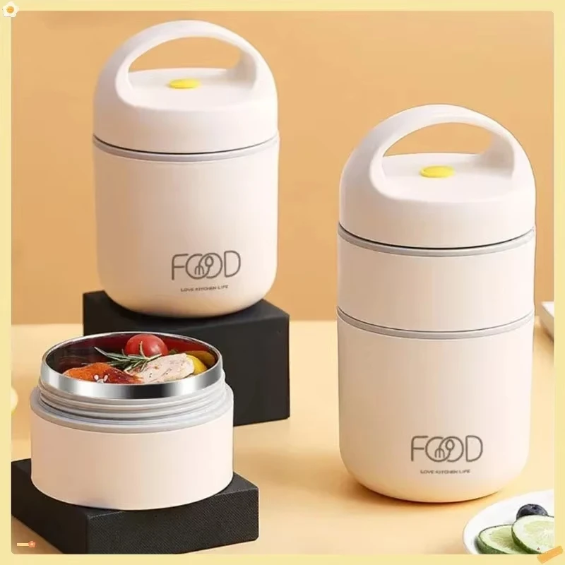 Thermal Lunch Box High-capacity Leak-Proof Food Portable Thermal Jar Insulated Soup Cup Stainless Steel Bento Thermos Containers