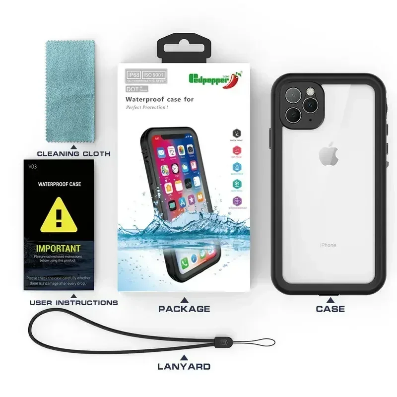 IP68 Waterproof Case for Coque iPhone 16 15 Pro Max Case iPhone 13 12 11 14 Plus 5G Water Proof Cover 360 Protect iPhone13 Mini