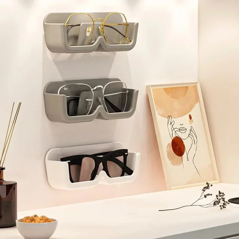 Glasses Display Cabinet Sunglasses Storage Box Wall Mounted Perforated Free Sunglasses Storage Glasses Rack Home Tidying